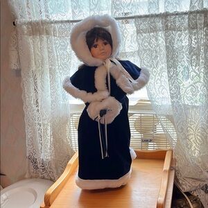 Navy Blue Doll with White Fur Trim